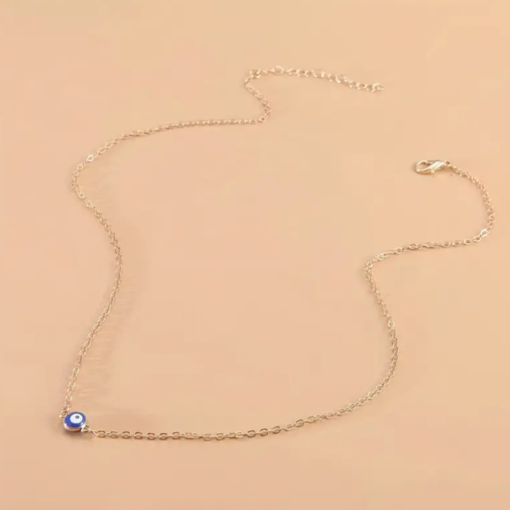 Evil's Eye Pendant Golden Necklace - Picture 3 of 3